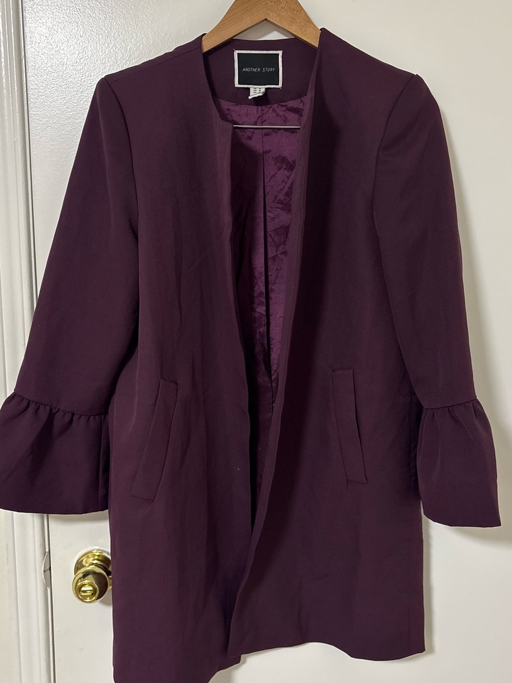 Plum Ruffle-Sleeve Blazer